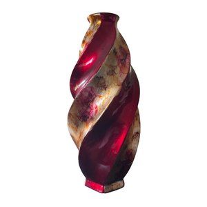 Multicolor Burgundy and Gold Accent Vase 15”